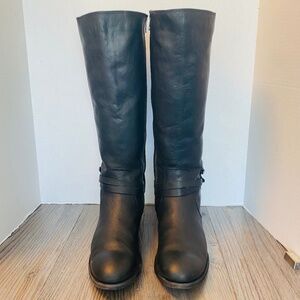 Frye, Black Leather Womens Melissa Belted Riding Boots, 10 B.